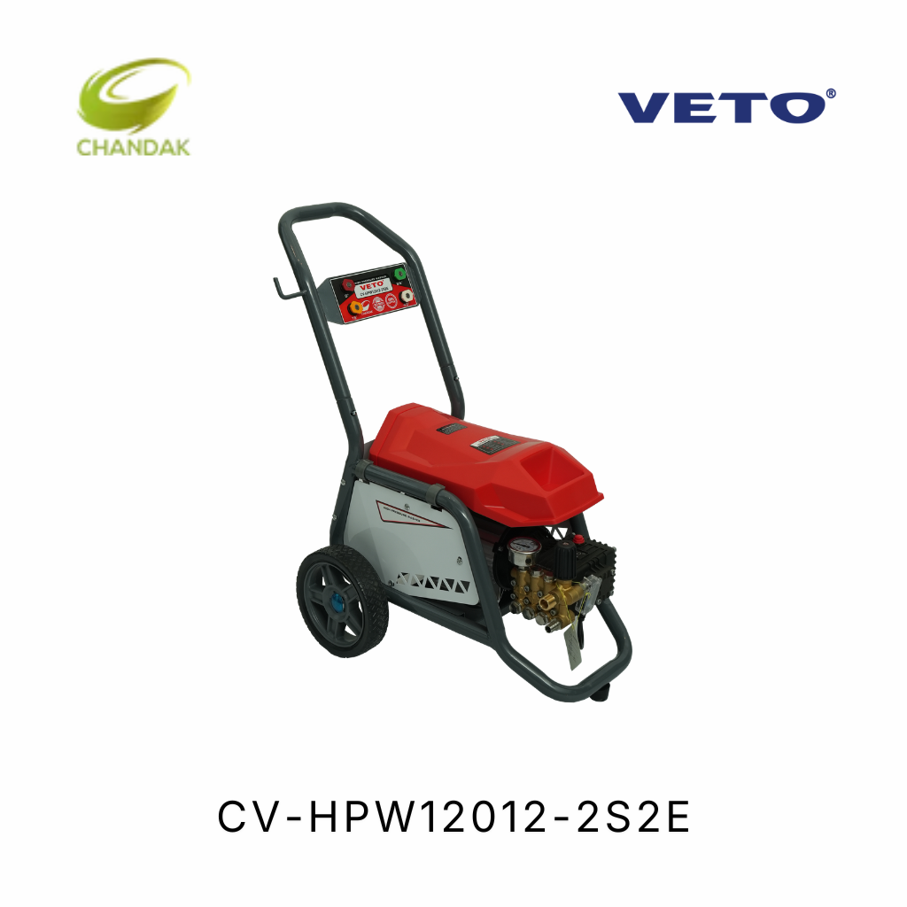VETO High Pressure Washer | Maximum Pressure 120 Bar | 12 LPM High Water Flow | Heavy Duty Powerful 2KW Single Phase Copper Motor | Plug and play High Pressure Washer | CV-HPW12012-2S2E