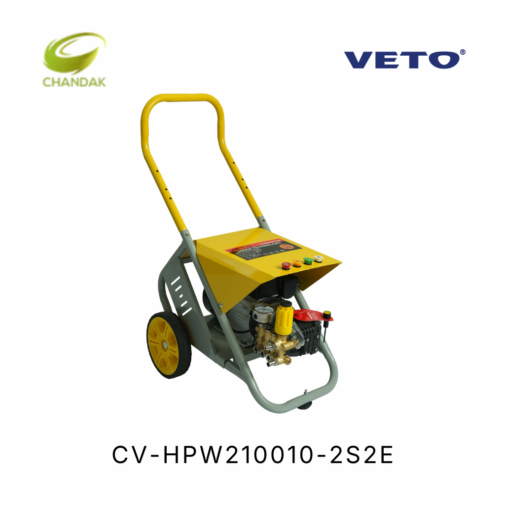 VETO High Pressure Washer | Maximum Pressure 130 Bar | 10 LPM High Water Flow | Heavy Duty Powerful 2KW Single Phase Copper Motor | Plug and play High Pressure Washer | CV-HPW210010-2S2E