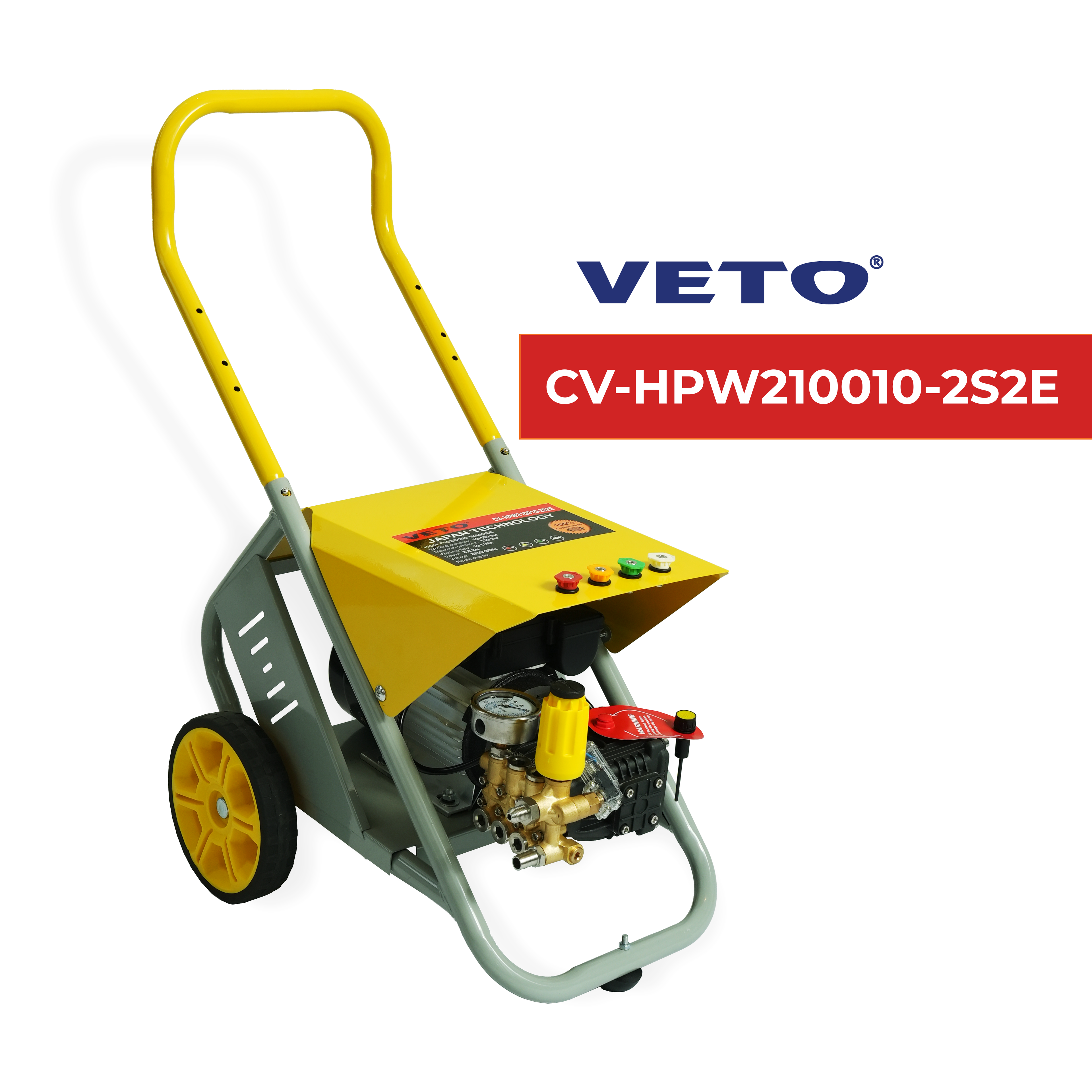 VETO High Pressure Washer | Maximum Pressure 130 Bar | 10 LPM High Water Flow | Heavy Duty Powerful 2KW Single Phase Copper Motor | Plug and play High Pressure Washer | CV-HPW210010-2S2E