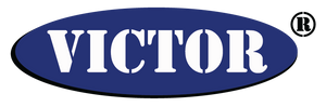 Victor logo with blue oval and white text on a white background
